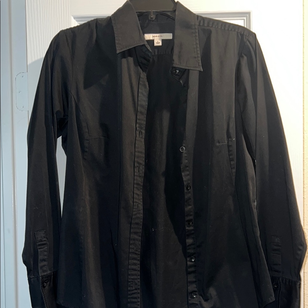 Merona Black Button Down Shirt Classic Long Sleeve